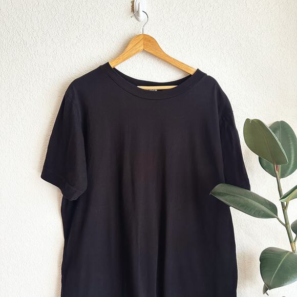 Wol Hide Maxi Dress Large Oversized Organic Cotton Black Lagenlook Minimalist - Picture 2 of 10